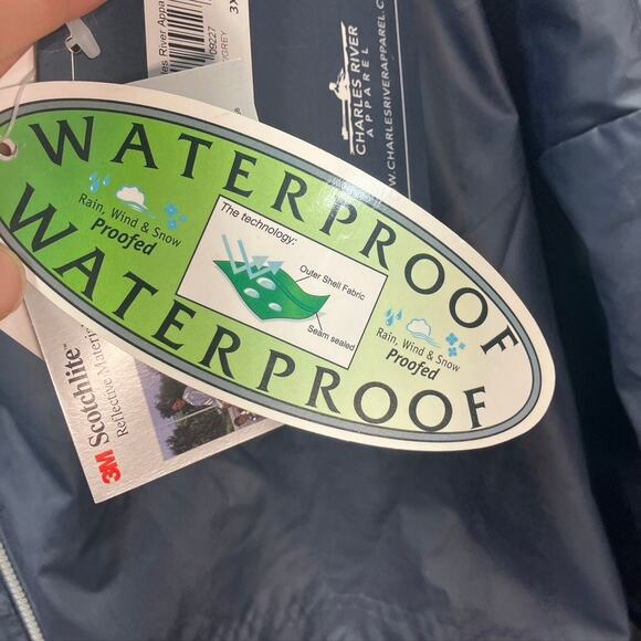 Charles River Men New Englander Rain Jacket Navy Blue 3XL Dot Safety Driven Logo - Picture 5 of 16